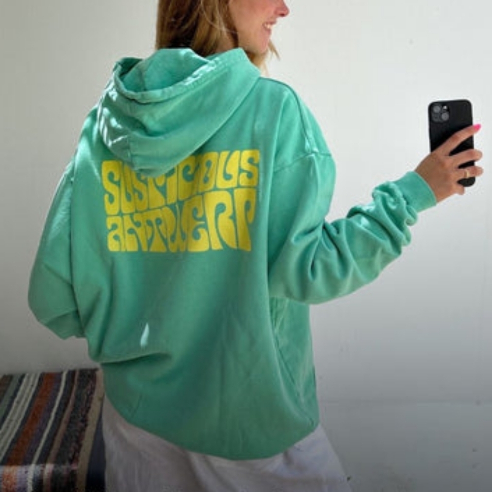 Suspicious Antwerp Worldly Peacekeeper Graphic Logo Pullover Hoodie Sweatshirt